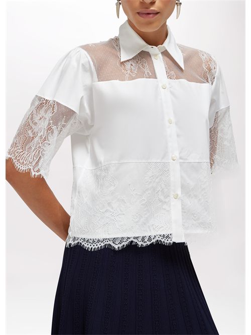 Camicia in cotone con pizzo BLUGIRL BLUMARINE | RA6142T544A/11111